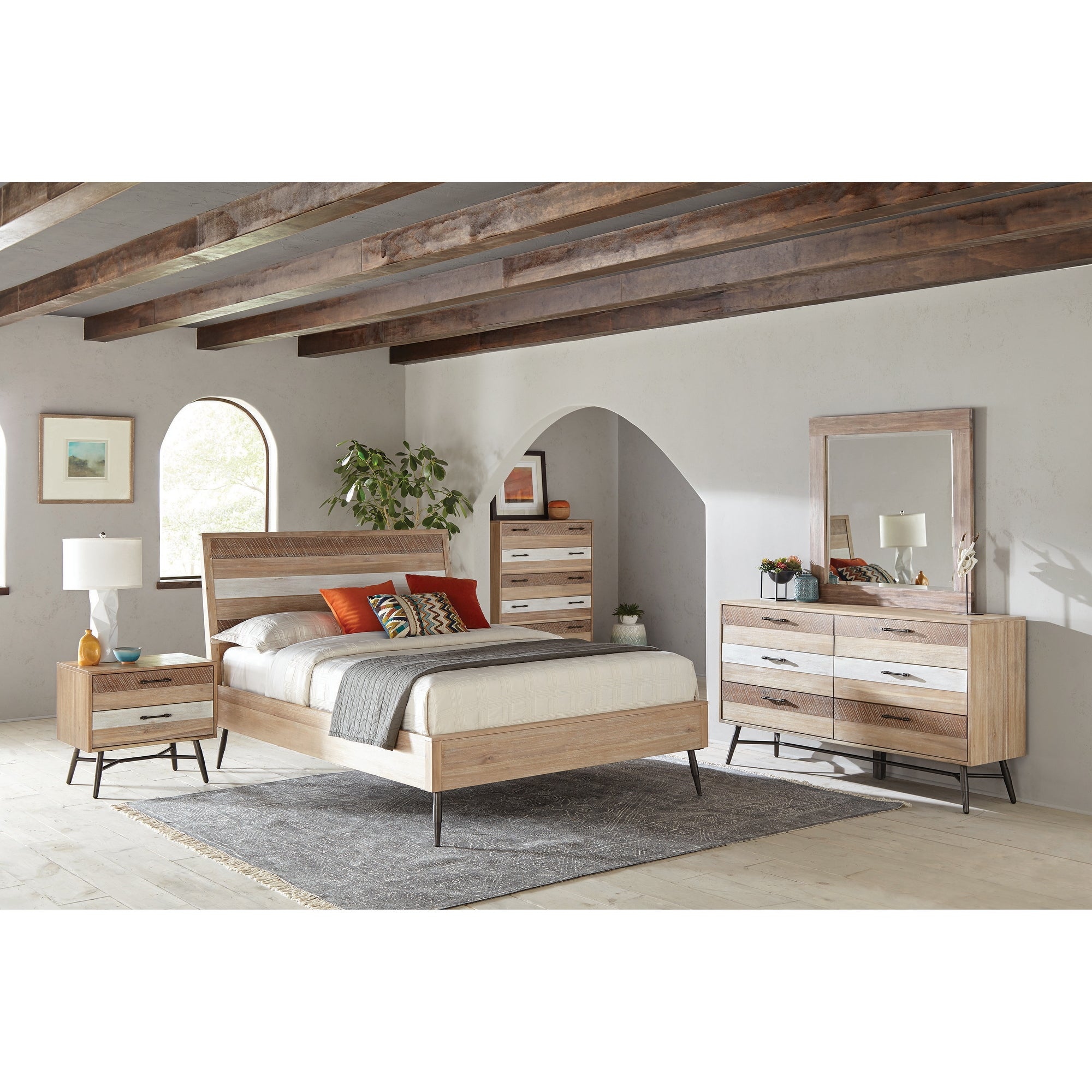 Pelle Rough Sawn Multi and Black 2-piece Bedroom Set with Chest - - 35553436