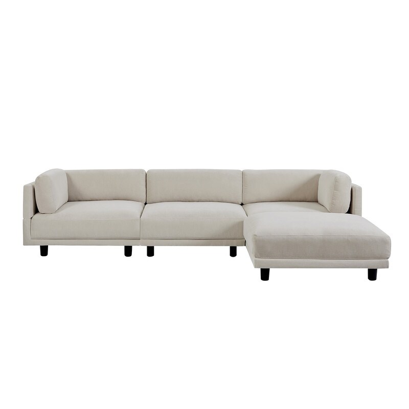 Convertible Sectional Sofa  L Shaped Comfort Upholstered Couch with Reversible Chaise  Thick Backrest and Seat Cushions