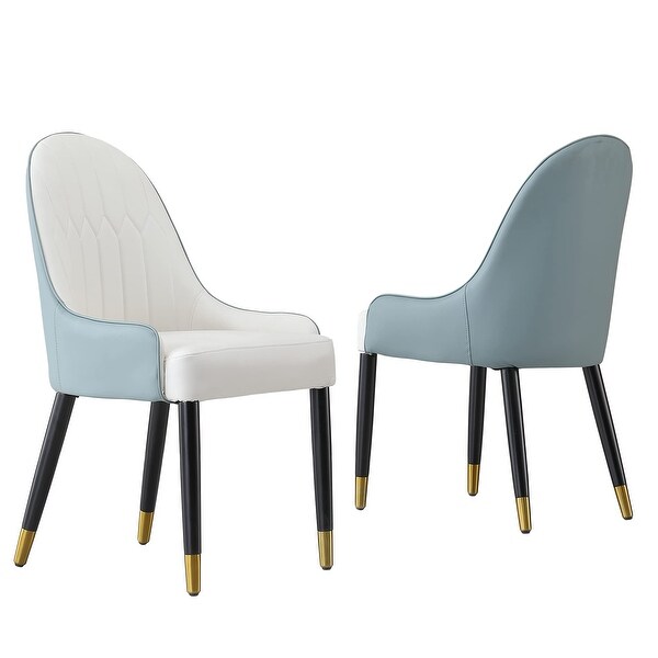 Dining Chairs Set of 2， Upholstered Dining Accent Side Chairs in PU Leather Cushion Seat and Sturdy Metal Legs - as picture