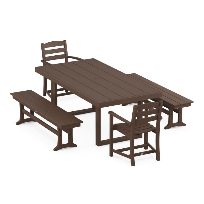 Polywood La Casa Café 5-Piece Dining Set with Benches PWS874-1