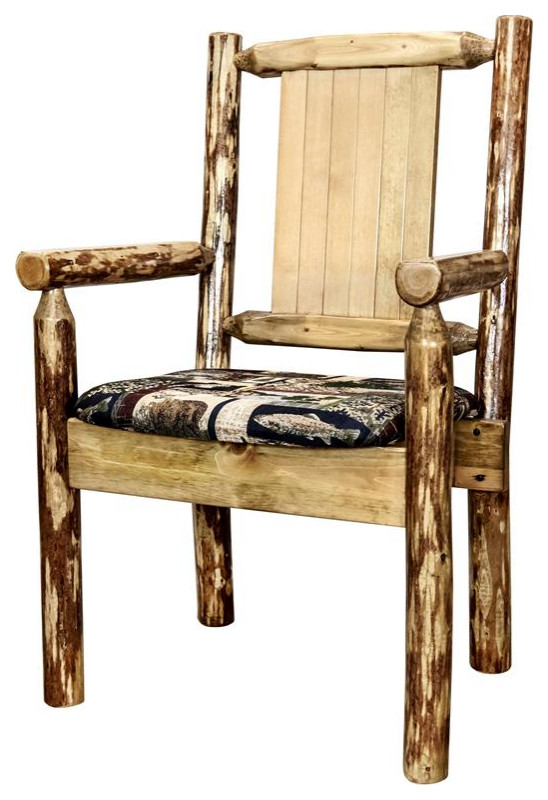 Montana Woodworks Glacier Country Hand Crafted Wood Captain  x27s Chair in Brown   Rustic   Dining Chairs   by Homesquare  Houzz