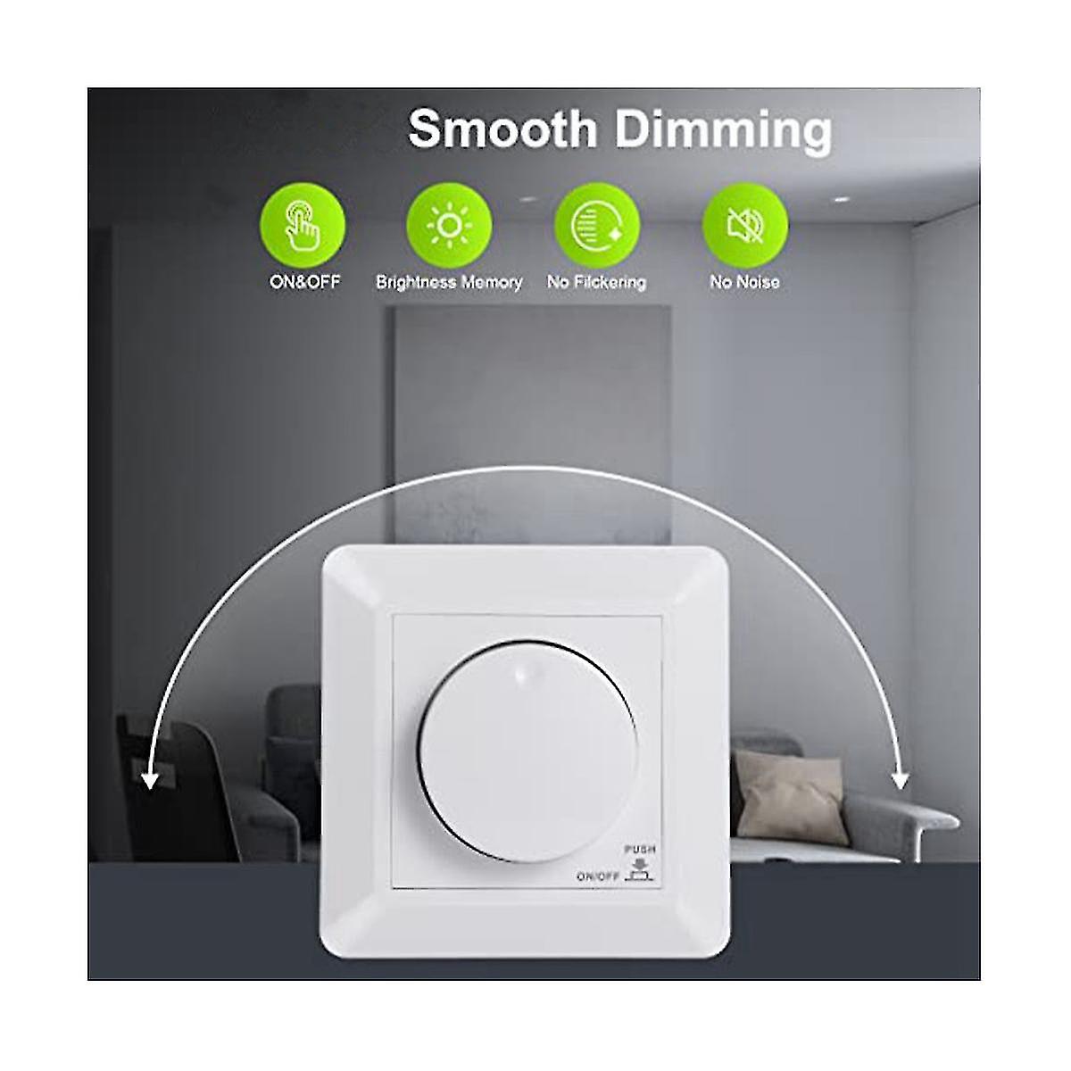 Led Dimmer Switch， Flush-mounted Dimmer For Dimmable Led And Halogen， 5-300 W Dimmer Switch Led， Ph