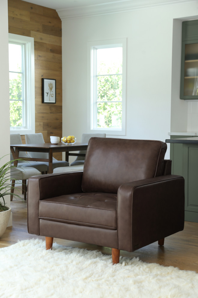 Hammond Mid Century Leather Armchair  Brown   Midcentury   Armchairs And Accent Chairs   by Abbyson Living  Houzz