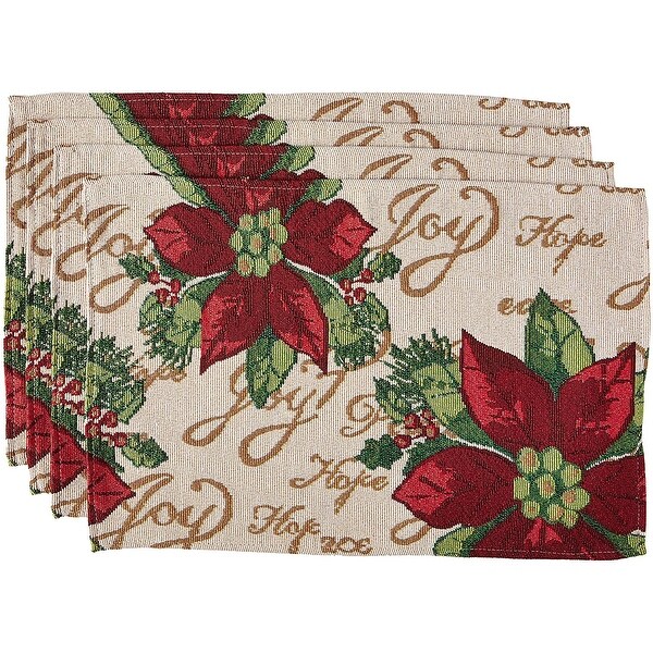 Violet Linen Seasonal Xmas Christmas Holiday Tapestry Pattern，13 X 19 Rectangler，Set of 4，Decorative Place Mats