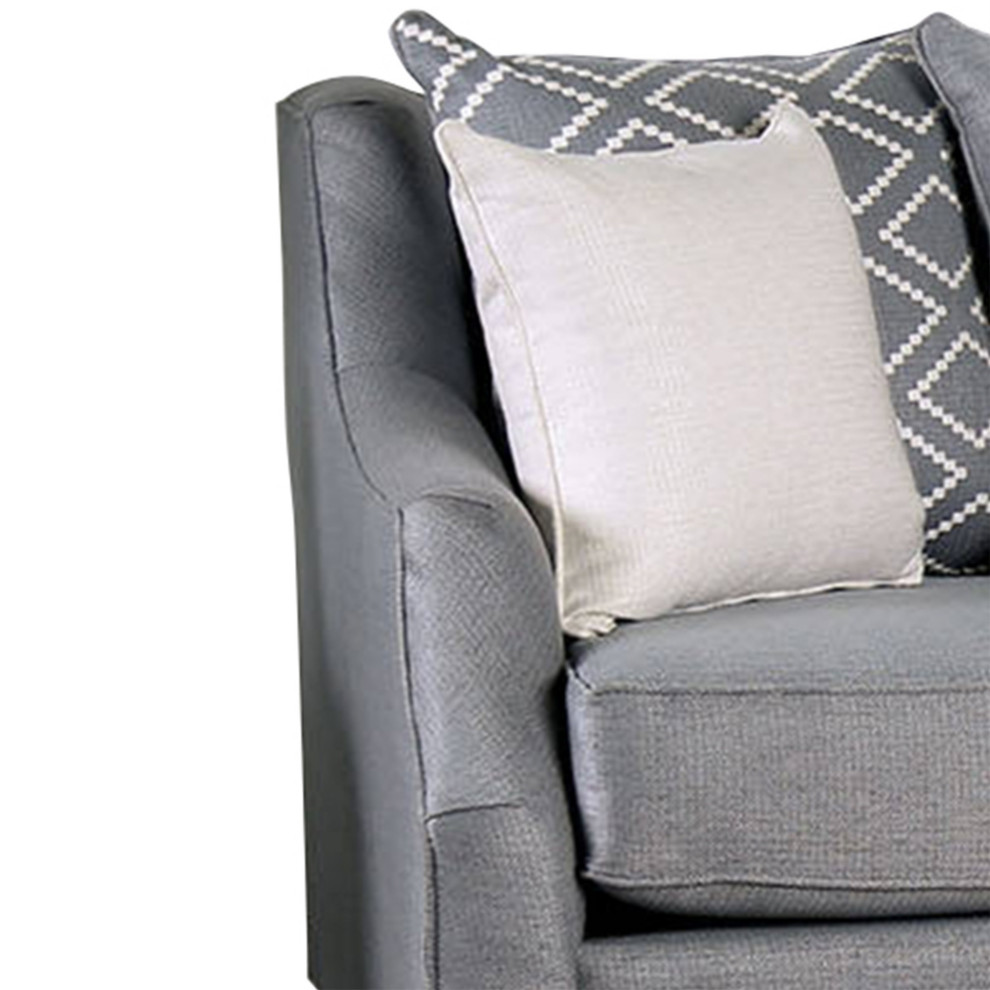 Fabric Upholstered Wooden Sofa With Tufted Details  Gray   Traditional   Sofas   by VirVentures  Houzz