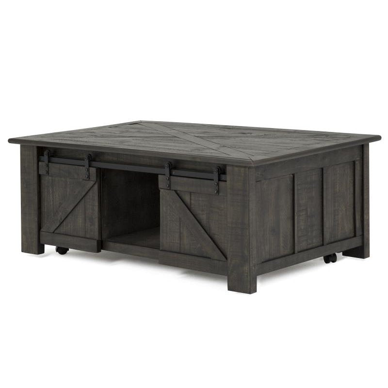 Beaumont Lane Solid Pine Rectangular Lift Top Coffee Table in Weathered Charcoal