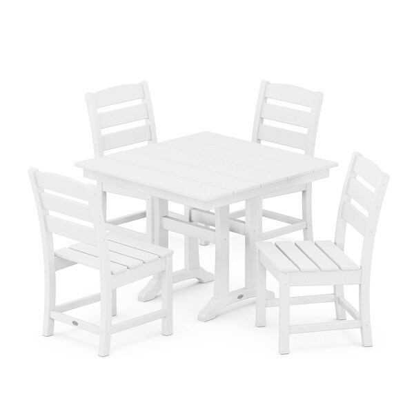 POLYWOOD Lakeside 5Piece Farmhouse Trestle Side Chair Dining Set