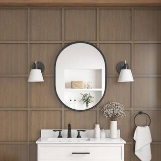 Home Decorators Collection Emmeline 24 in. W x 32 in. H Oval Framed Wall Bathroom Vanity Mirror in Black Emmeline MR-B