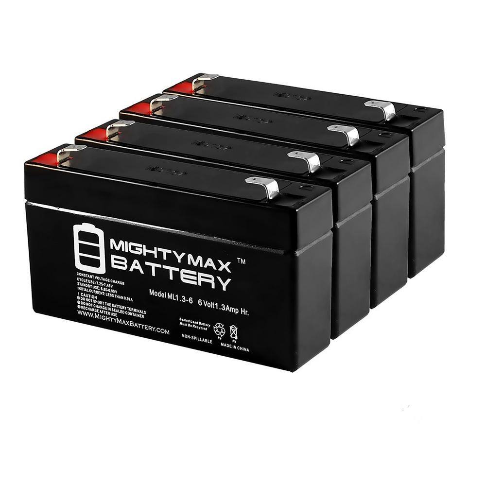 MIGHTY MAX BATTERY 6V 1.3Ah SLA Replacement Battery for SLAA6-1.3F - 4 Pack MAX3929192