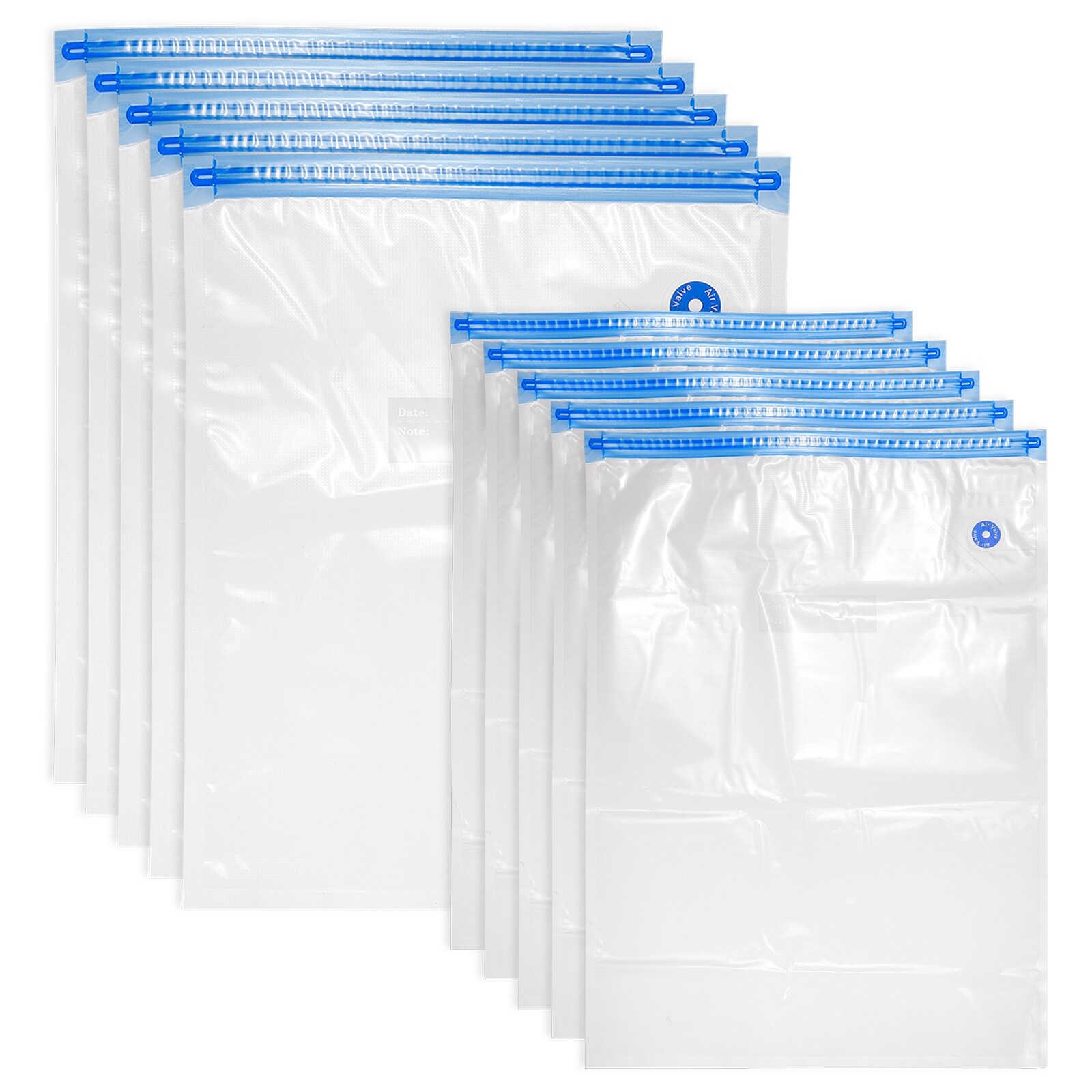 10pcs Sous Vide Bags Reusable Vacuum Food Sealer Bag 34cm x 26cm，50cm x 35cm - White