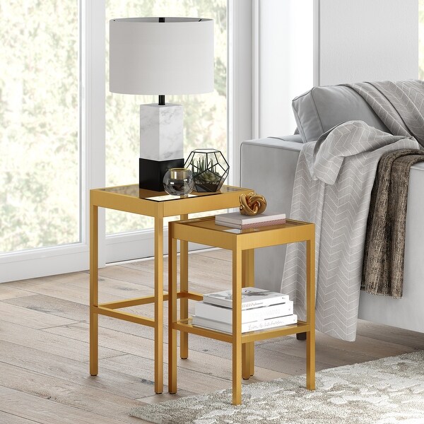 Alexis Metal/ Tempered Glass Nesting Tables