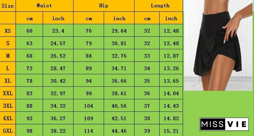 Xs-5Xl Women Fashion Double-Layer Athletic Short Skirt Fitness Yoga Short Skirt Badminton Breathable Quick Drying Skirts Plus Size Ladies Sport Anti Exposure Tennis Skirt