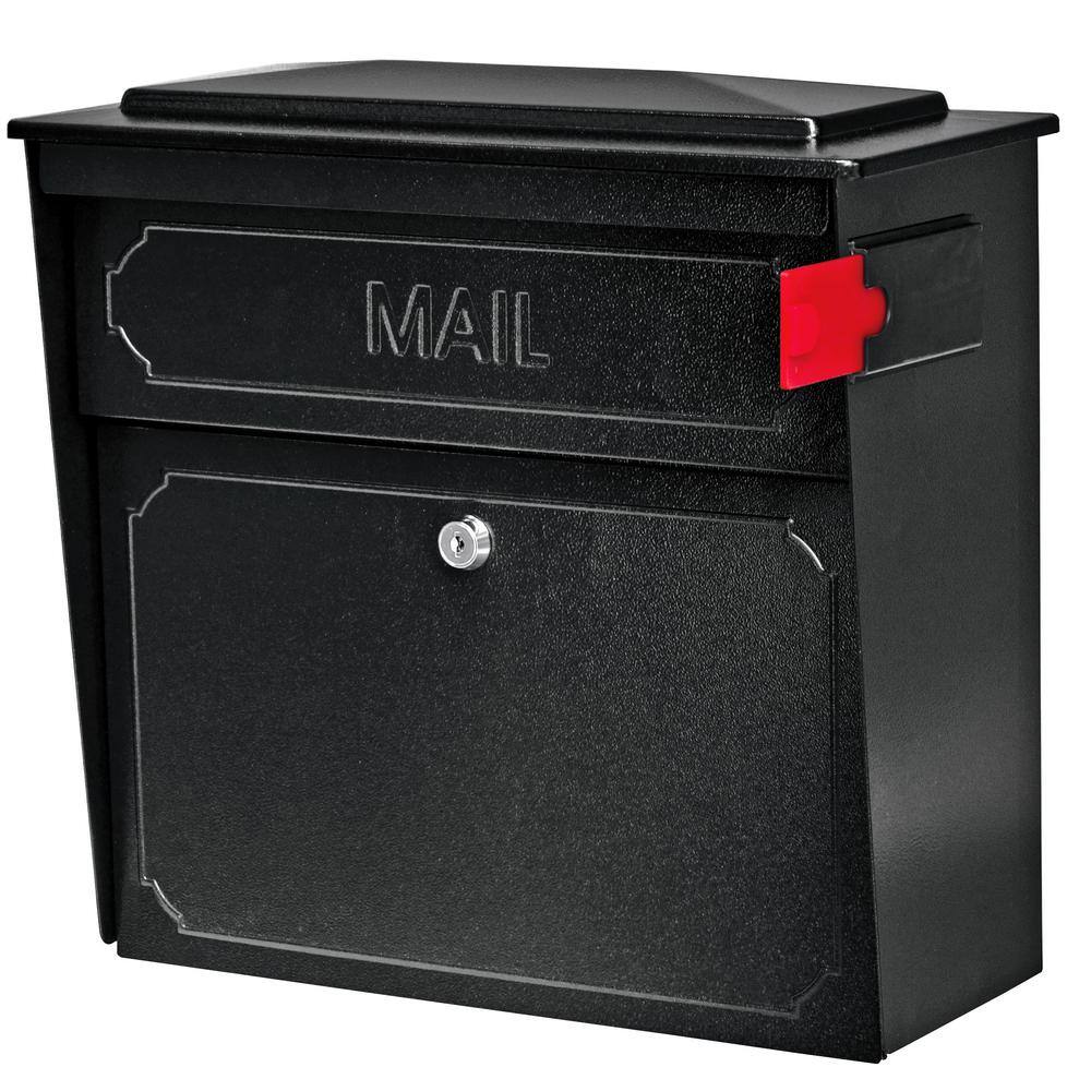 Mail Boss Townhouse Locking Wall-Mount Mailbox with High Security Reinforced Patented Locking System Black 7172