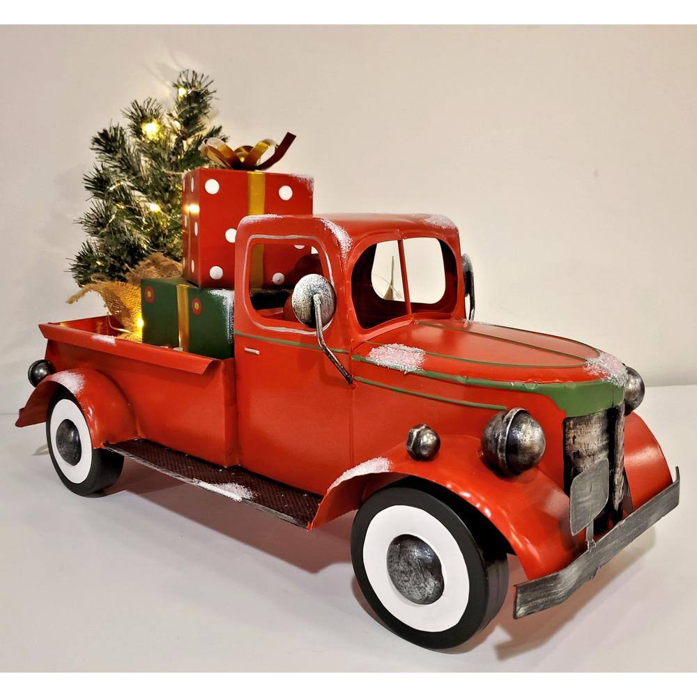 Zaer Ltd. International 19 in. Snow Covered Pickup Truck with Lighted Christmas Tree and Gifts ZR190161