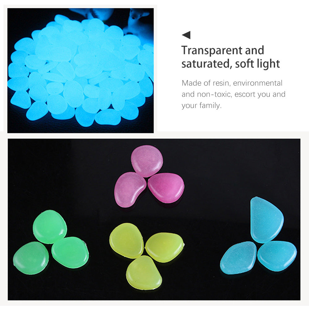 Anself 100PCS Glowing Stones For Decorations Fish Tank Aquarium Luminous Stone Indoor Outdoor Zen Garden Stones Rocks Glow in the Dark Pebbles