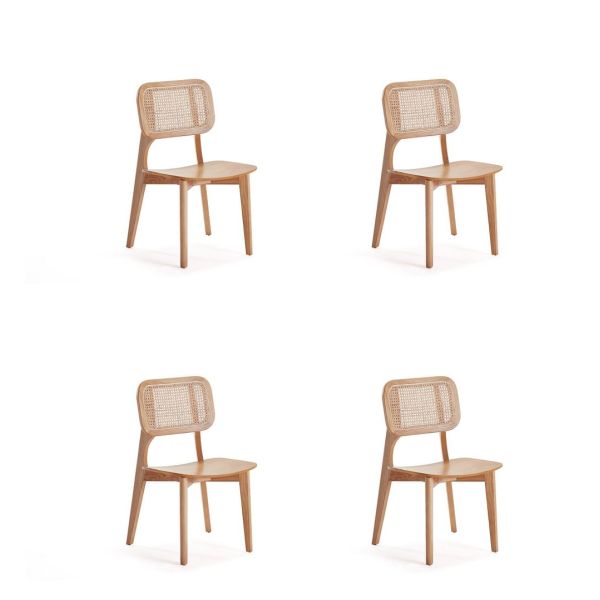 Versailles Square Dining Chair in Nature Cane - Set of 4