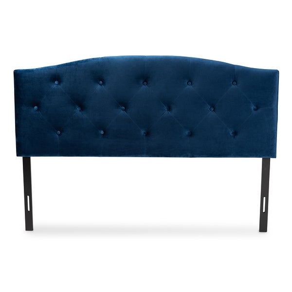 Leone Modern and Contemporary Velvet Upholstered Headboard-Navy Blue - - 34807943