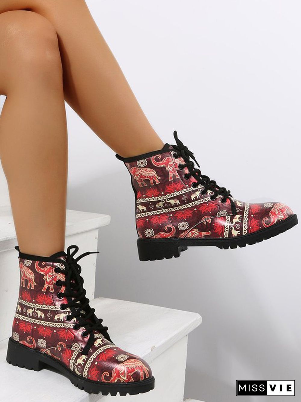 Red Elephant Ethnic Short Boots