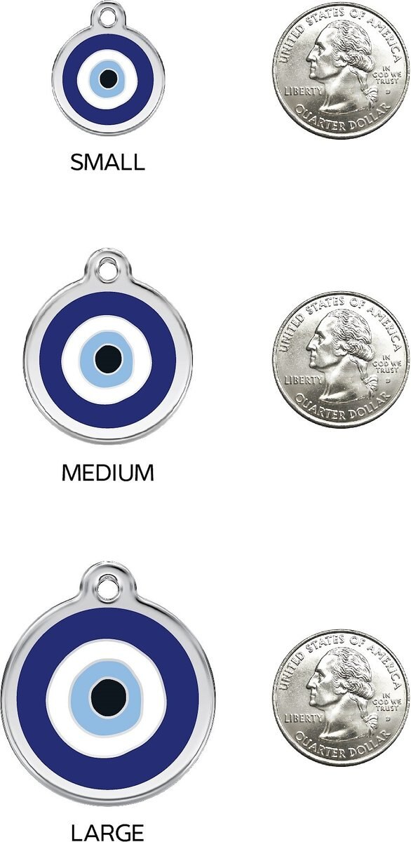 Red Dingo Evil Eye Stainless Steel Personalized Dog and Cat ID Tag