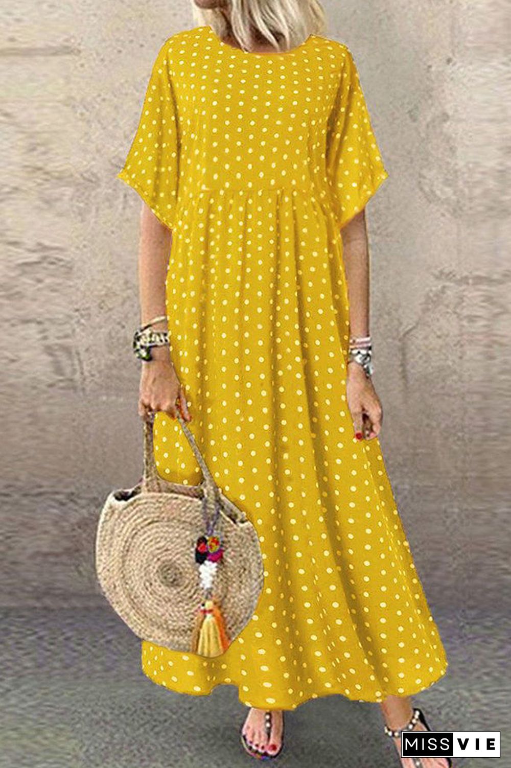 Polka Dot Scoop Vacation Dress