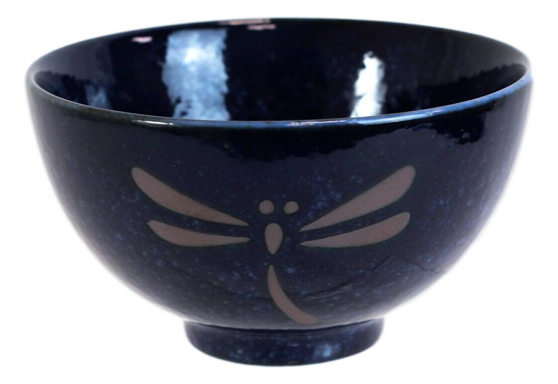 1 Pack Of 6 Japanese Blue Dragonfly Rice Soup Cereal Salad Dessert 12oz Bowls EBR02