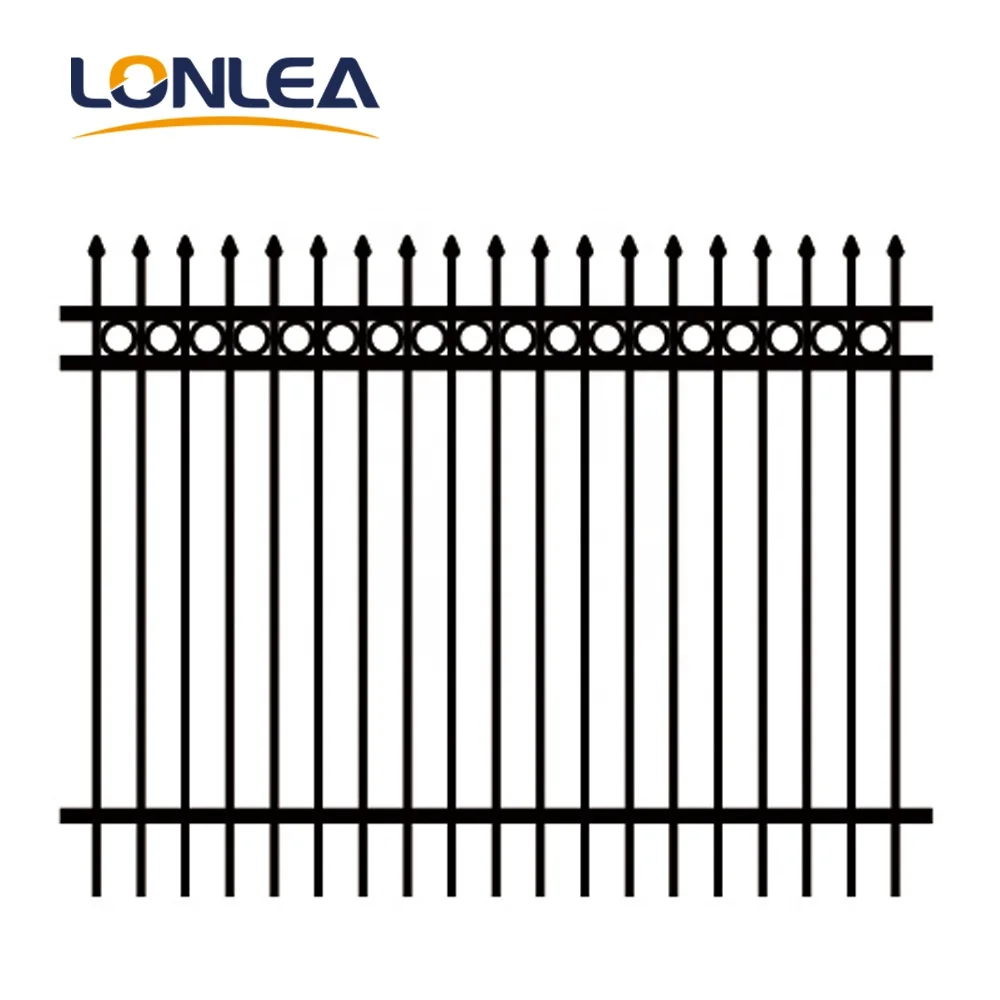 Factory Direct Aluminum square Tube fence post Wrought iron panels spear top with rings for sale garden