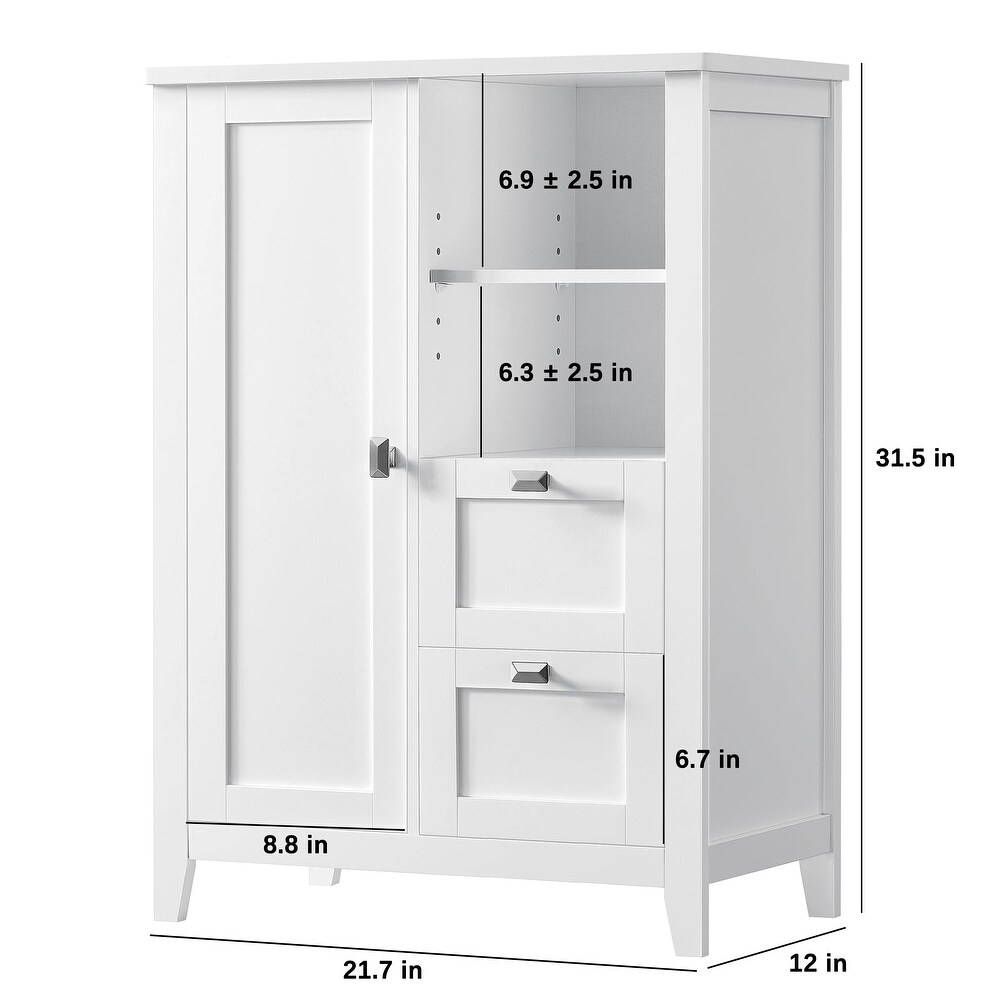 Bathroom Floor Storage Cabinet with Open Compartment and 2 Drawers