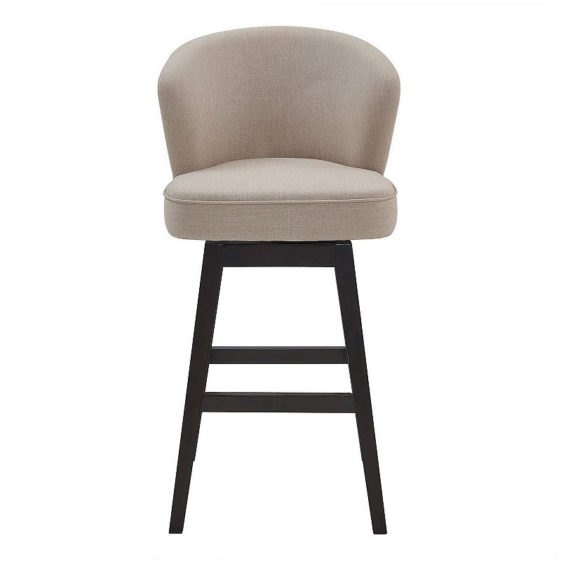 30 Inches Padded Swivel Barstool with Curved Backrest， Beige