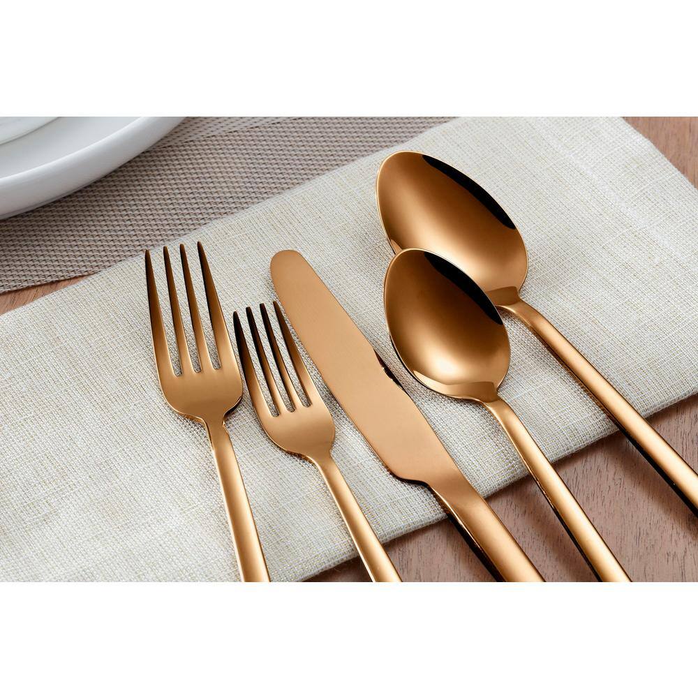 Home Decorators Collection Brenner 40-Piece Copper Finished Stainless Steel Flatware Set (Service for 8) KS6612-40P PVD