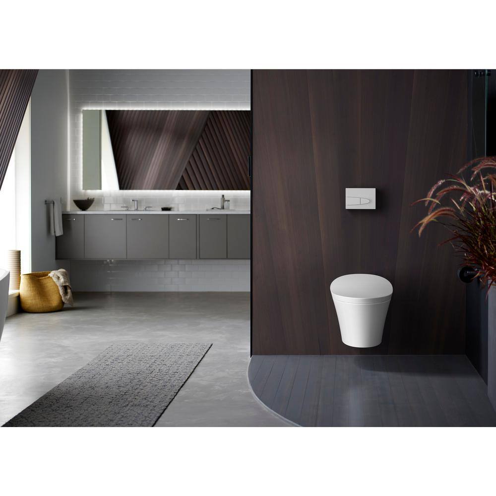 KOHLER Veil 1-Piece 0.8 or 1.6 GPF Dual Flush Elongated Wall-Hung Toilet in White Components Included 5402-0