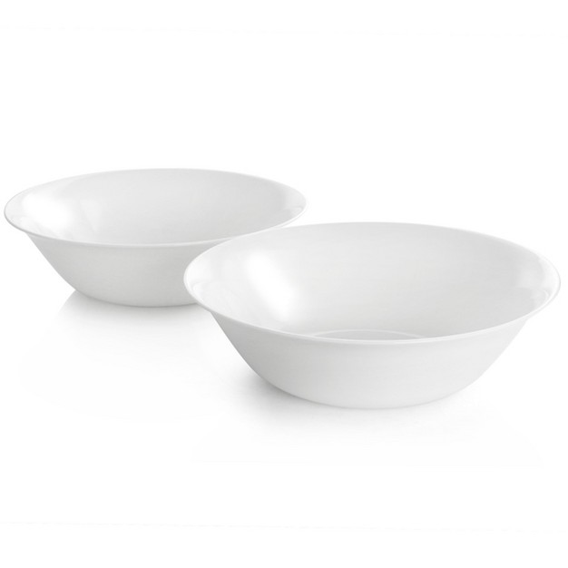 Ultra By Gibson 2 Piece 46oz Tempered Opal Glass Serving Bowl Set In White Shadow