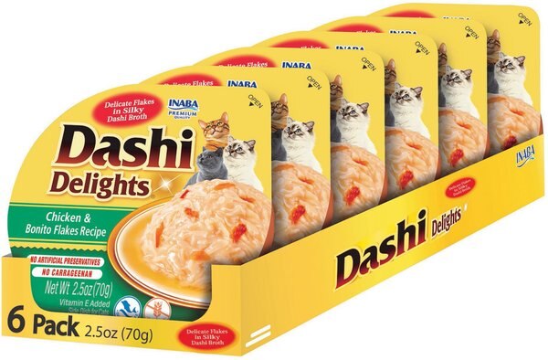 Inaba Dashi Delights Chicken and Bonito Flakes Flavored Bits in Broth Cat Food Topping