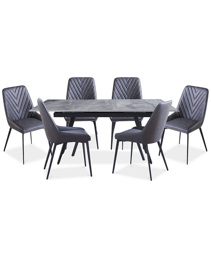 Furniture Lucia 7pc Dining Set (Rectangular Table + 6 Side Chairs)