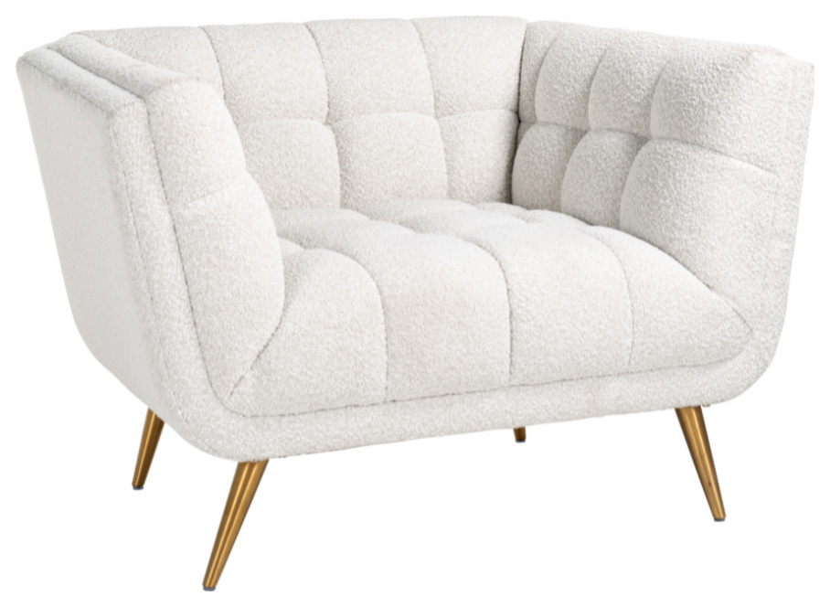 White Boucl√© Accent Armchair  OROA Huxley   Midcentury   Armchairs And Accent Chairs   by Oroa   Distinctive Furniture  Houzz