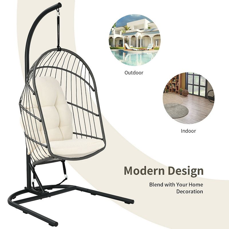 Hanging Wicker Egg Chair with Stand