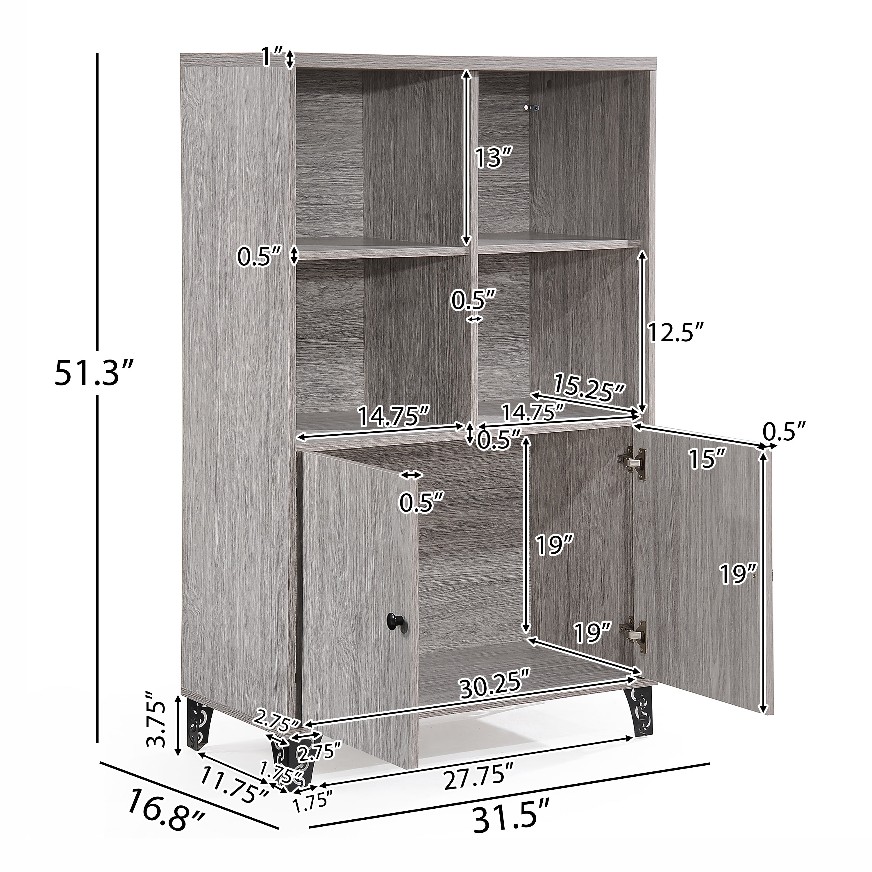 Justina Mid Century Modern Shelf Cabinet