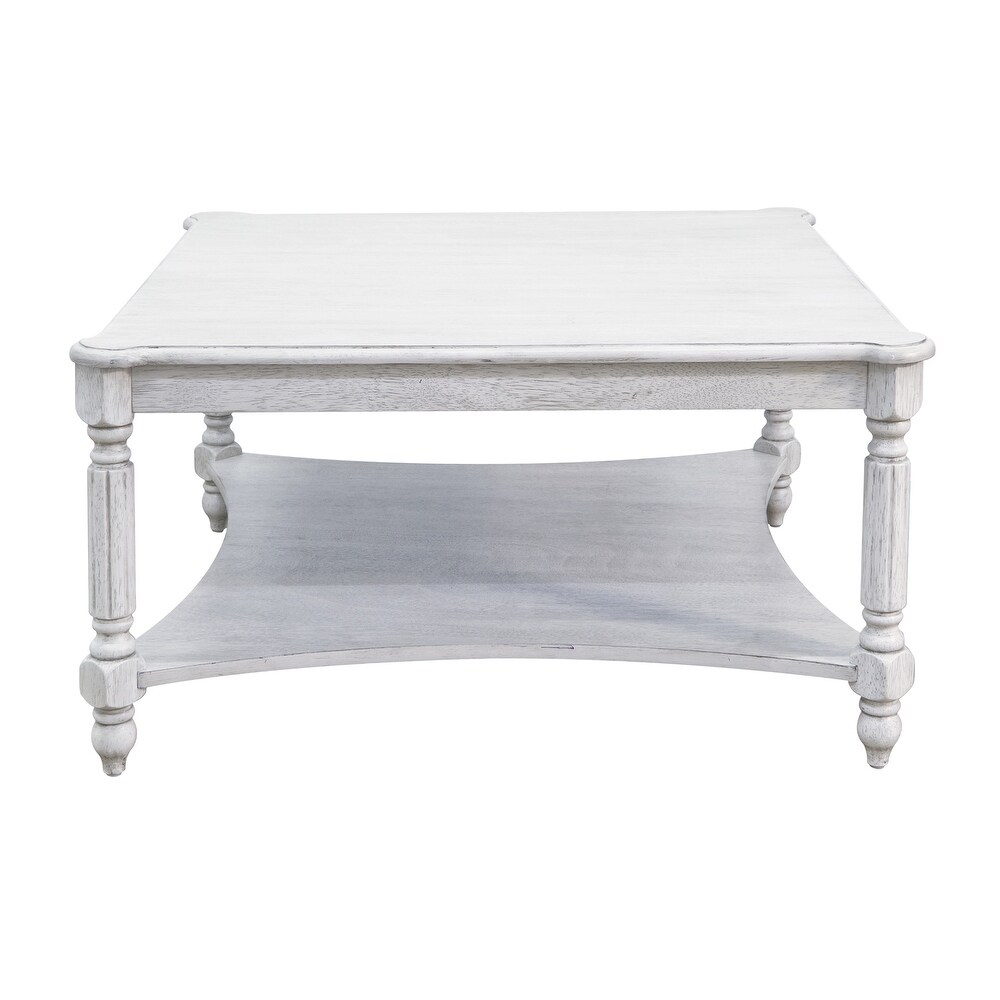 GALANO Marcello 33.1 in. Square Solid Wood Top Coffee Table