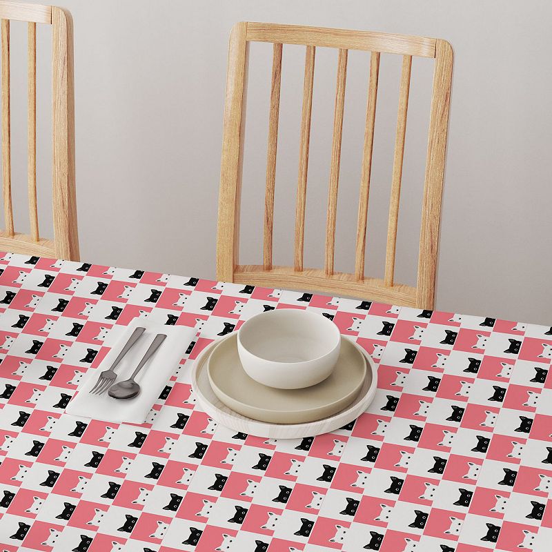 Square Tablecloth， 100% Cotton， 60x60， Cat Chess Board