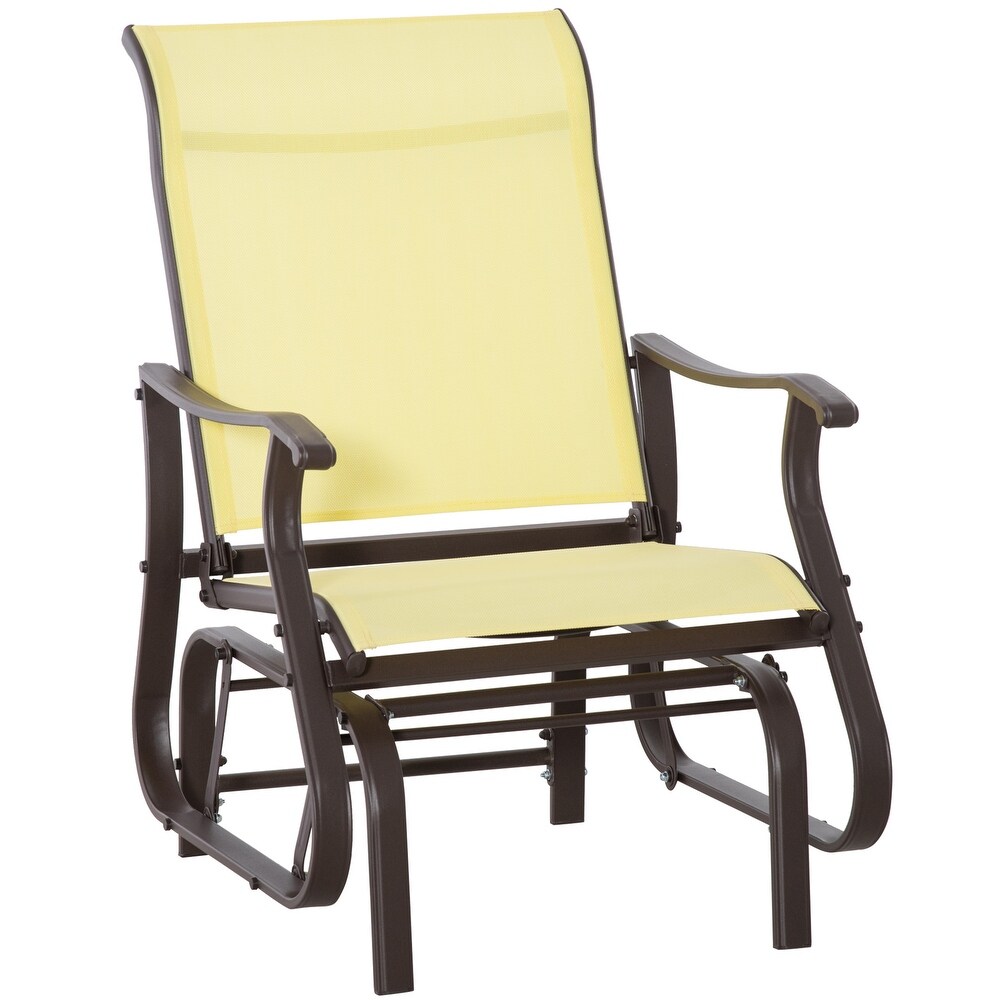 Outsunny Outdoor Swing Glider Chair  Patio Mesh Rocking Chair with Steel Frame for Backyard  Garden and Porch