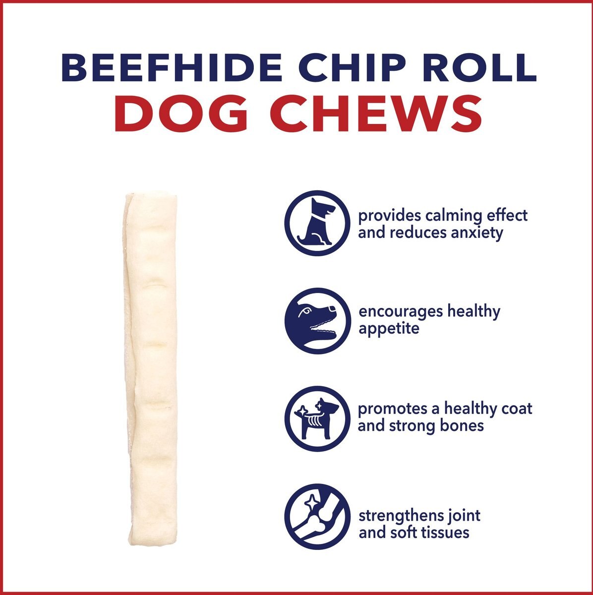 Pet Factory Beefhide Chip Rolls 5-inch Natural Flavored Dog Hard Chews， 50 count