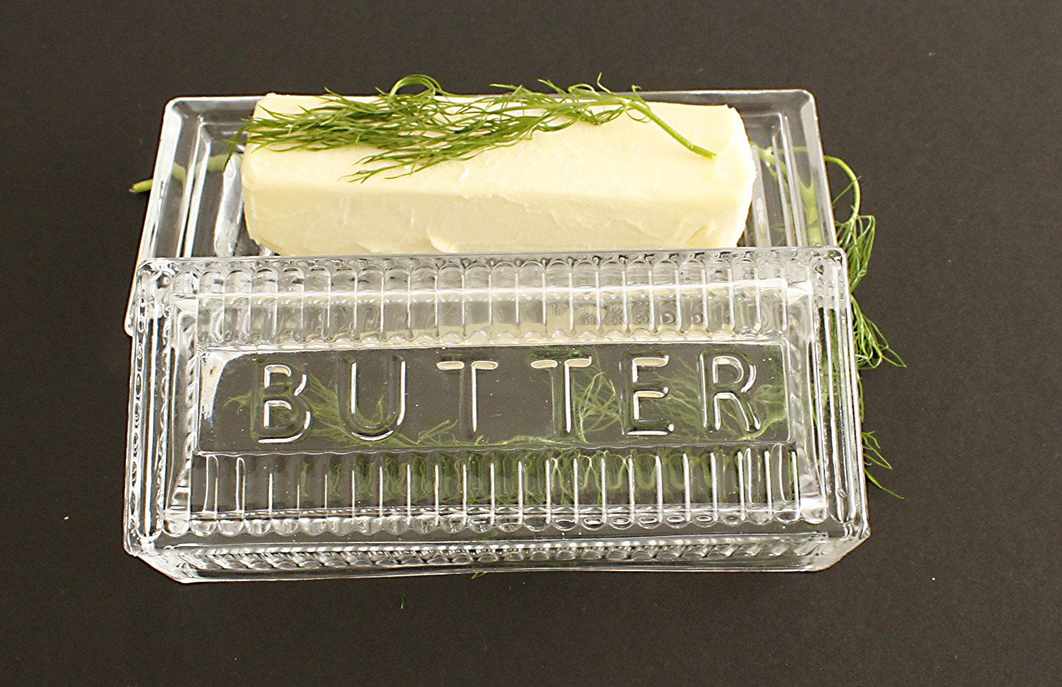 Lead-Free Crystal Covered Modern French Butter Dish with Lid