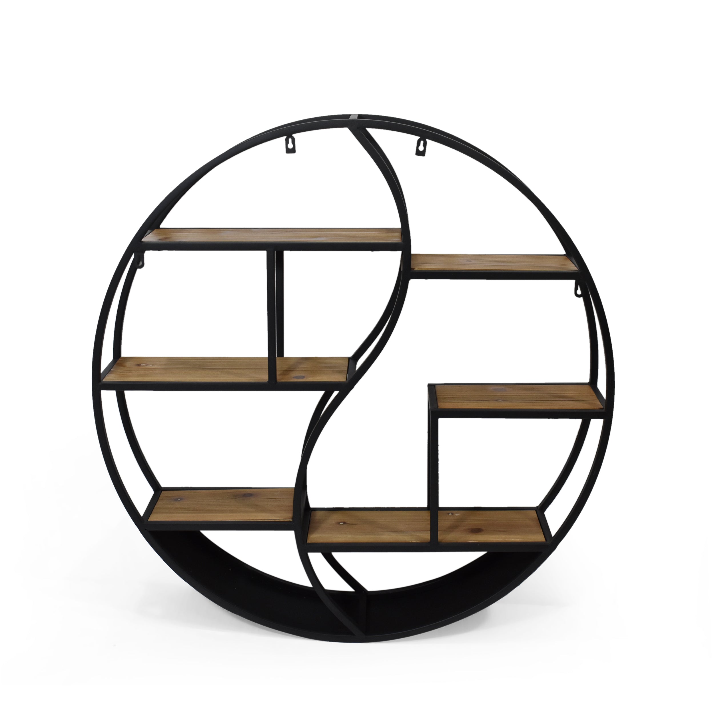 Bobby Industrial Wall Mount Round Yin Yang Floating Shelf