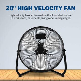 Aoibox 20 in. 3-Speed High-Velocity Industrial Heavy Duty Metal Floor Fan in Black with Tilting Head for OutdoorIndoor Use SNMX5528