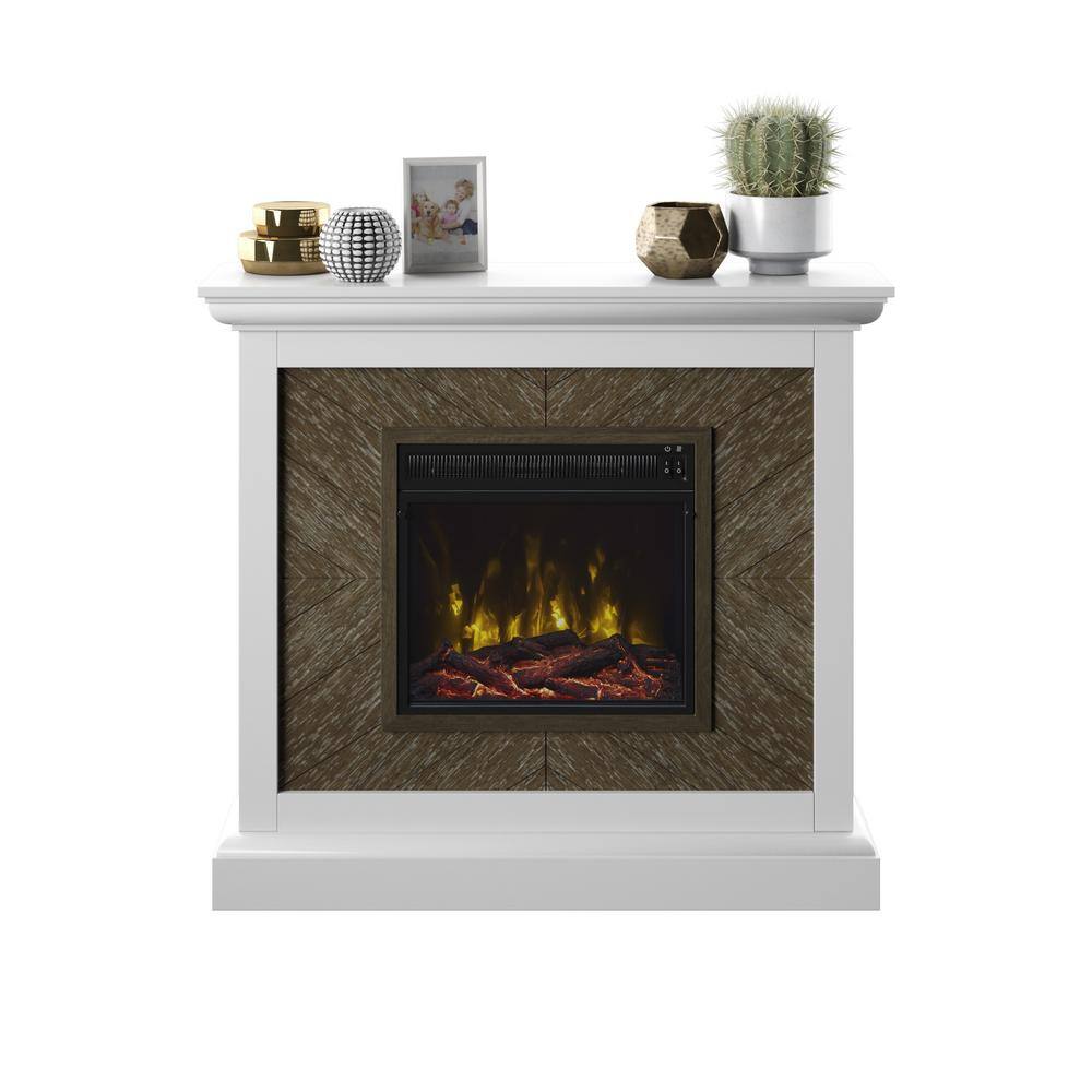 Twin Star Home 42 in. Wall Mantel Freestanding Electric Fireplace in White 18WM631-TPT01S