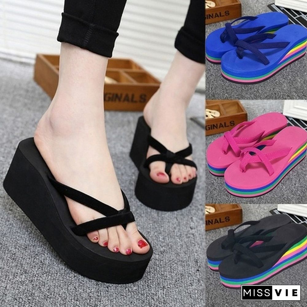 7 Colors Fashion Women Summer Casual Flip Flops Beach Slippers Sandals Summer Wedge Sandals Shoes