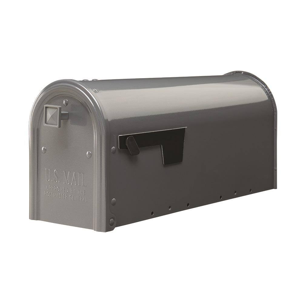 Architectural Mailboxes Edson Gray Medium Steel Post Mount Mailbox EM110GMAM