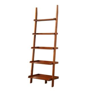 Convenience Concepts 72 in. Cherry Wood 5-shelf Ladder Bookcase with Open Back 8043391