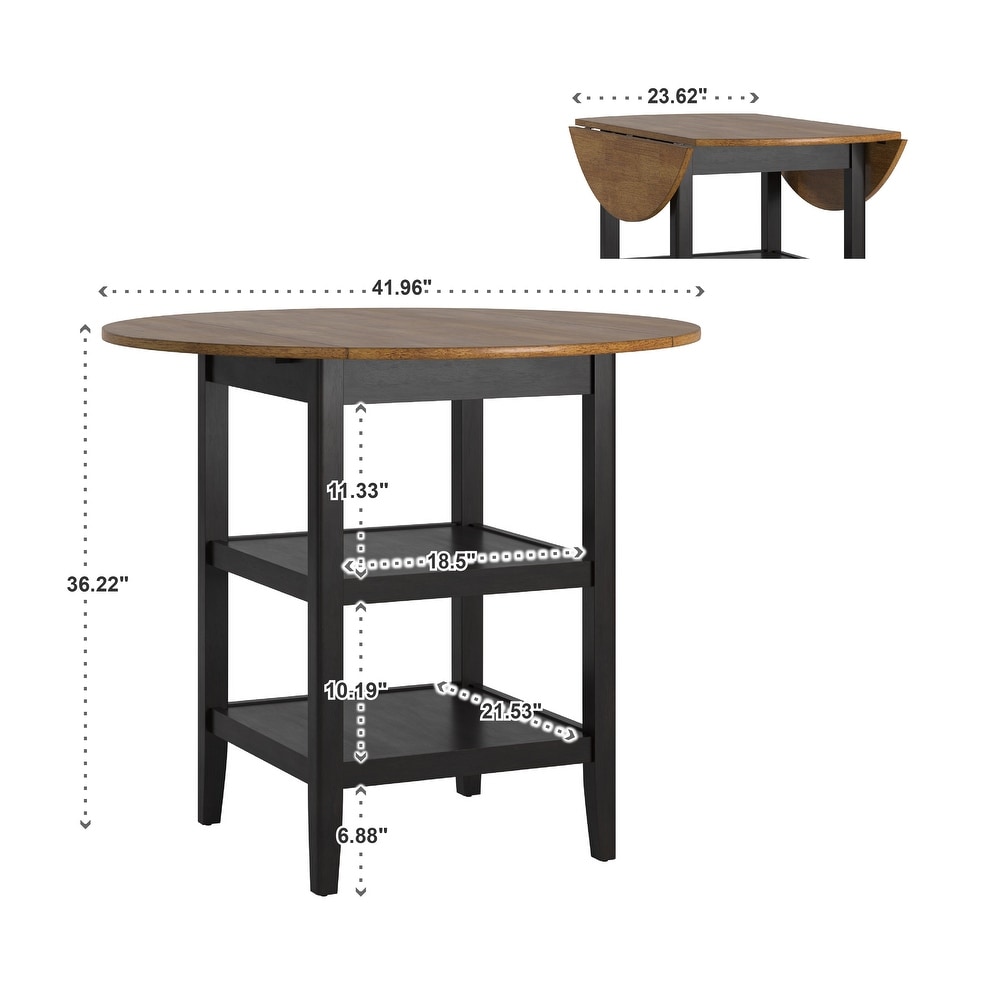 Eleanor Antique Black Drop Leaf Counter Height Table Dining Set by iNSPIRE Q Classic