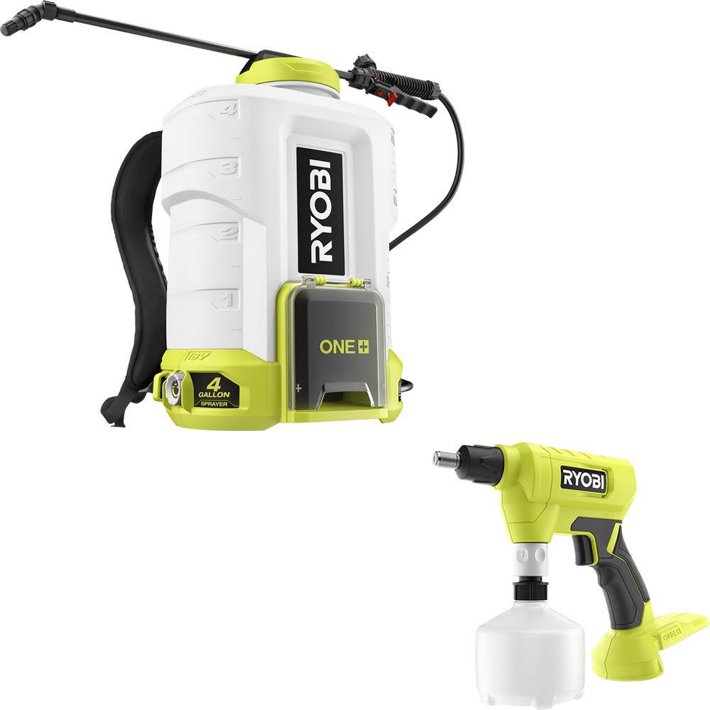 RYOBI ONE+ 18V Cordless Battery 4 Gal. Backpack Chemical Sprayer and. 5L Compact Sprayer (Tool-Only) P2806BTL-P28014BTL