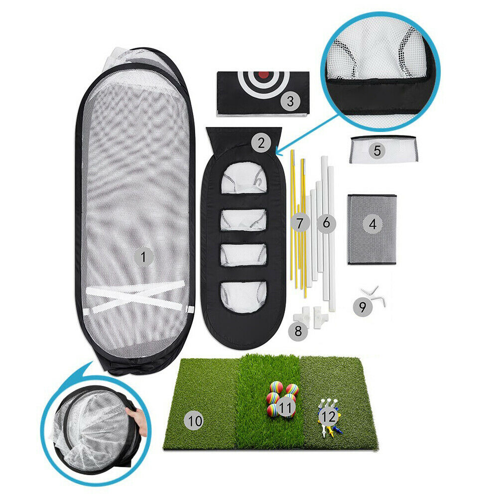 Golf Practice Hitting Net Portable Automatic Ball Return Backyard Home Chipping +Target+6x Ball